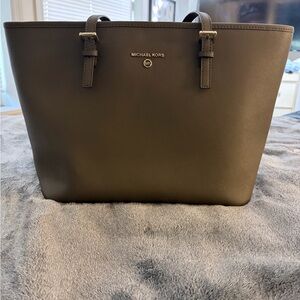 Michael Kors Dark Olive Green Leather Tote